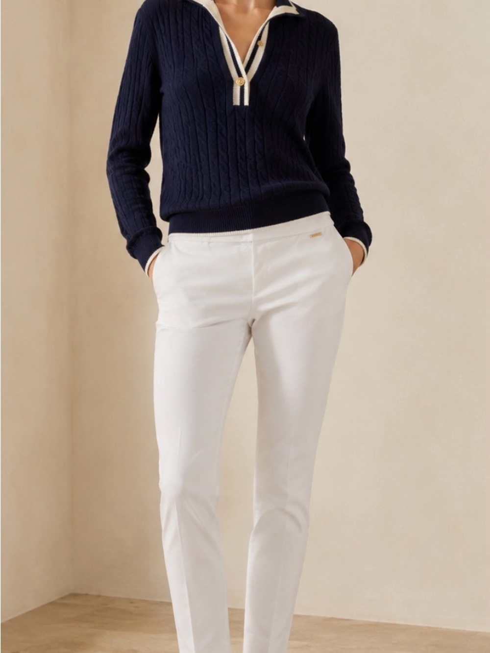 Tory Burch White Straight-Leg Pants size 0